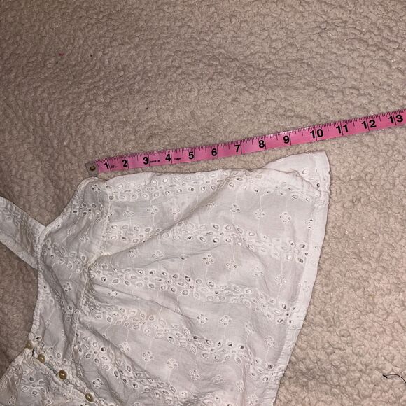 White Sleeveless Button Front Lace Blouse Size US M - Picture 6 of 6